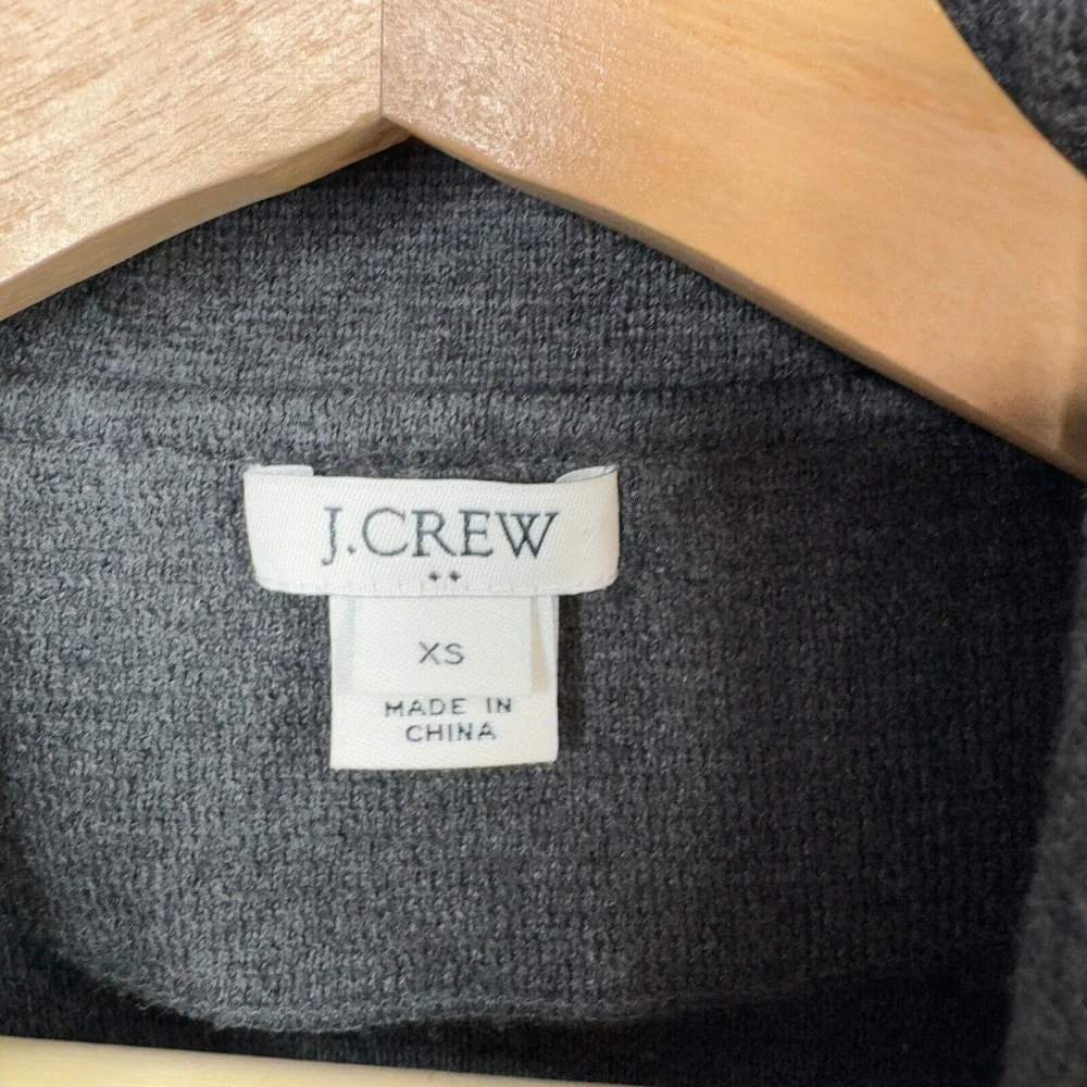 J.Crew Factory Women's Sweater Blazer Sz XS 100% Cotton Knit Dark Gray‎ Jacket